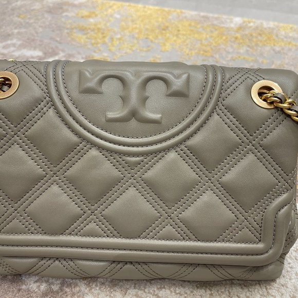 Tory Burch Soft Fleming Gray Shoulder Bag - Picture 5 of 8